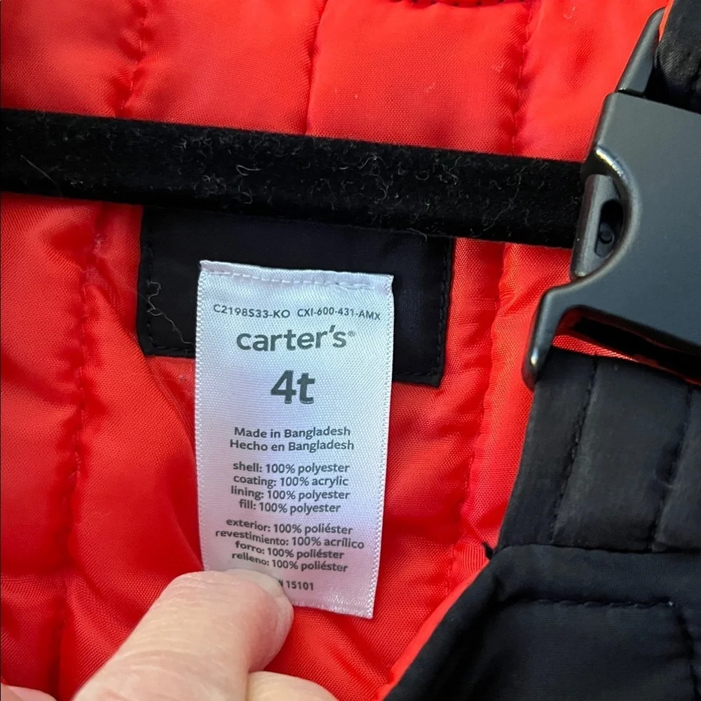 Carter’s child’s snow bibs. Black. Size 4T